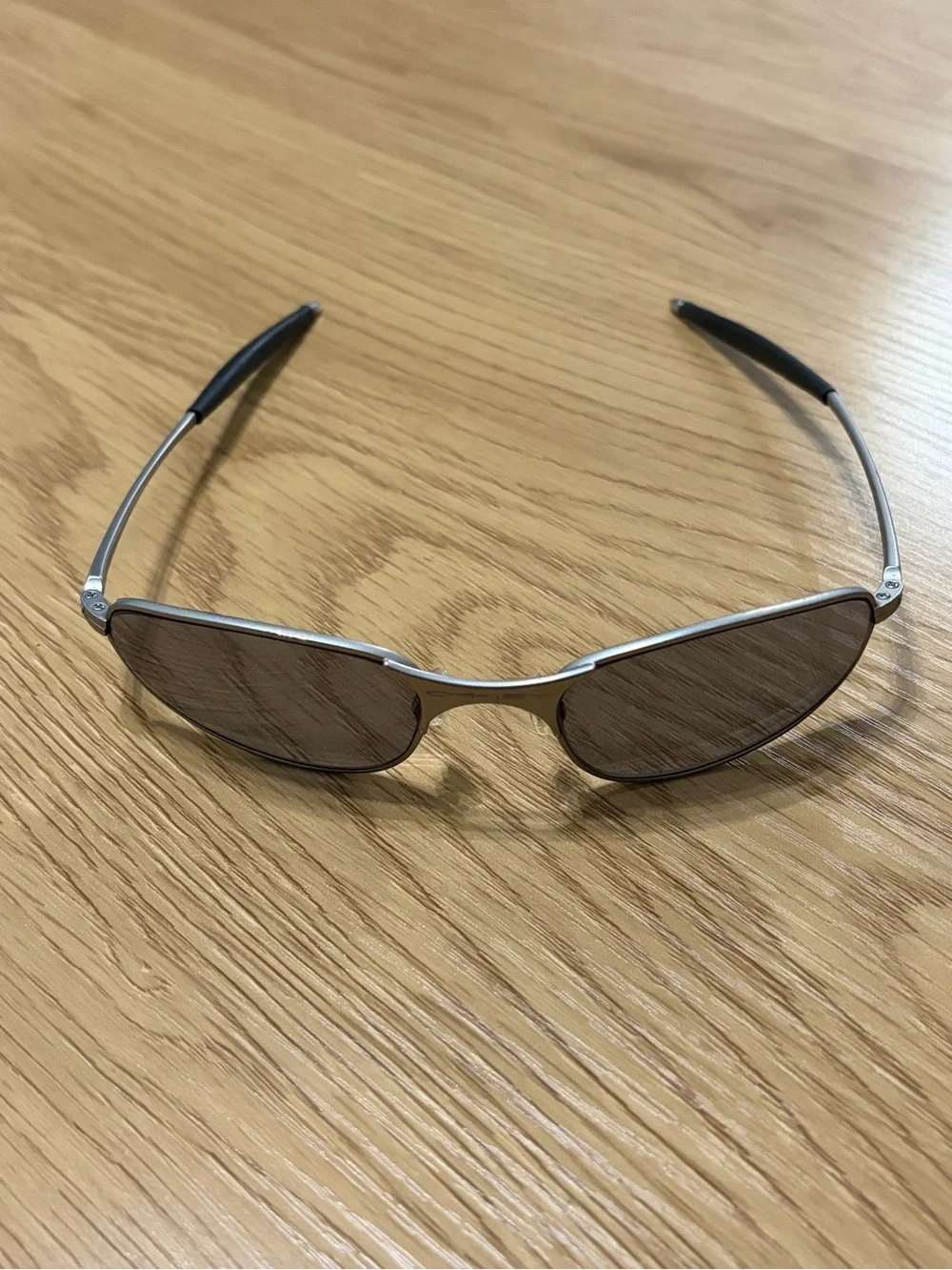 Oakley A Wire Silver Frame Sunglasses with Dark Gray Lenses